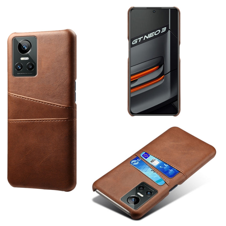 For OPPO Realme GT Neo3 Calf Texture PC + PU Leather Back Cover with Dual Card Slots