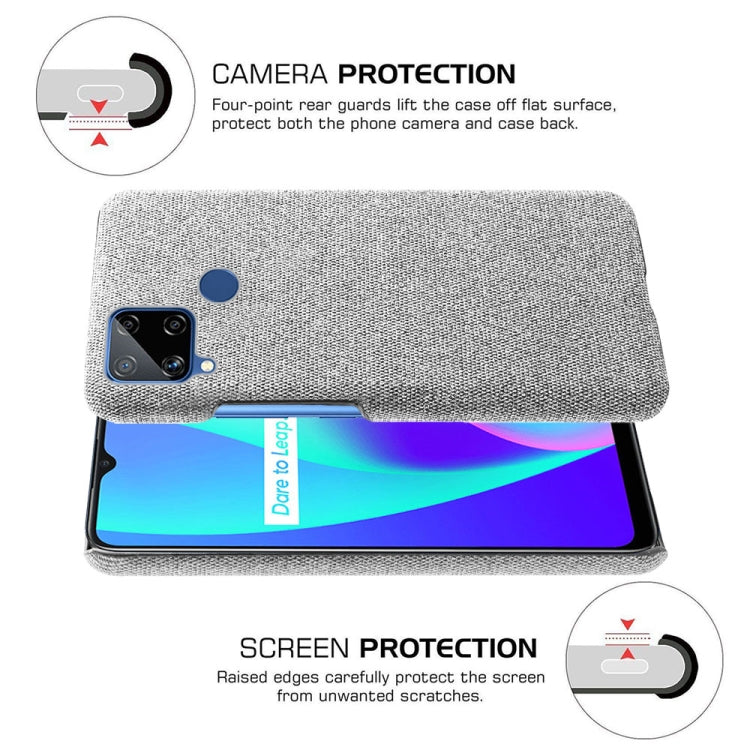 For OPPO Realme C15 Cloth Texture PC + Nylon Back Case