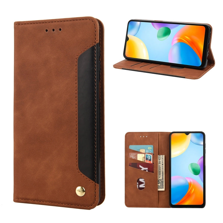 For Xiaomi Redmi 10C Skin Feel Splicing Leather Phone Case