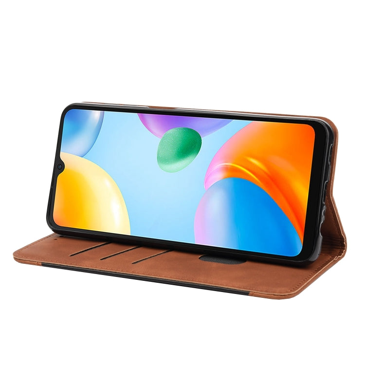 For Xiaomi Redmi 10C Skin Feel Splicing Leather Phone Case