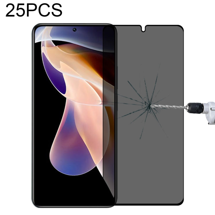 25 PCS Full Cover Anti-peeping Tempered Glass Film For Xiaomi Redmi Note 11 Pro+ 5G
