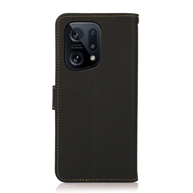 For OPPO Find X5 KHAZNEH Custer Genuine Leather RFID Phone Case