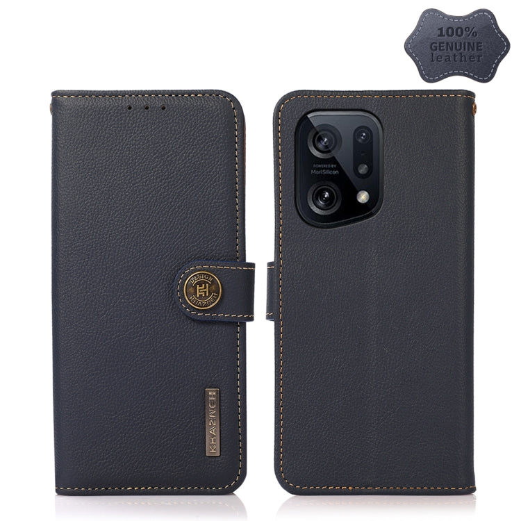 For OPPO Find X5 KHAZNEH Custer Genuine Leather RFID Phone Case