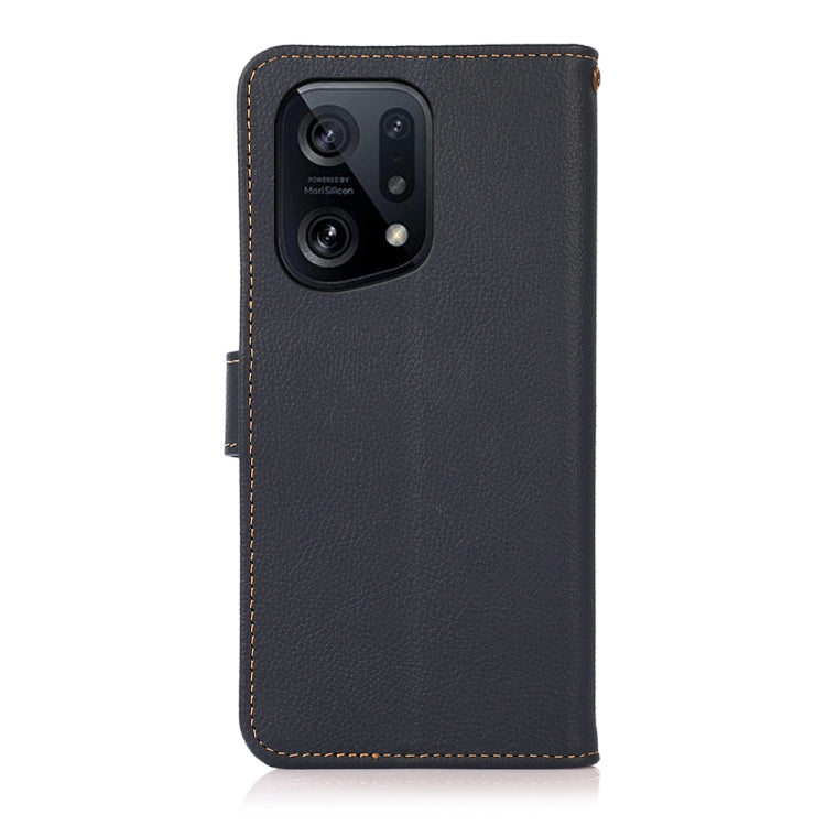 For OPPO Find X5 KHAZNEH Custer Genuine Leather RFID Phone Case
