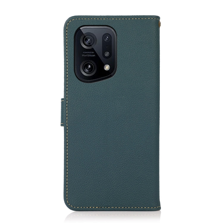 For OPPO Find X5 KHAZNEH Custer Genuine Leather RFID Phone Case
