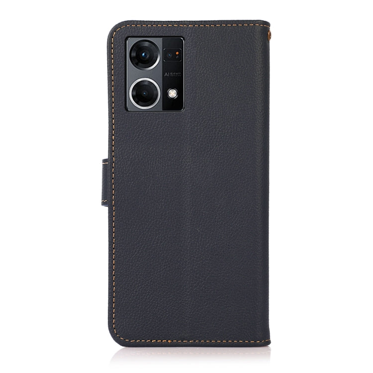 For OPPO Reno7 4G Global/F21 Pro 4G KHAZNEH Custer Genuine Leather RFID Phone Case