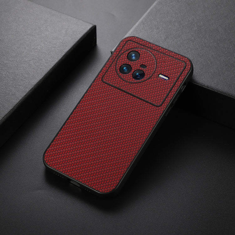 For vivo X80 Carbon Fiber Texture PU Phone Case