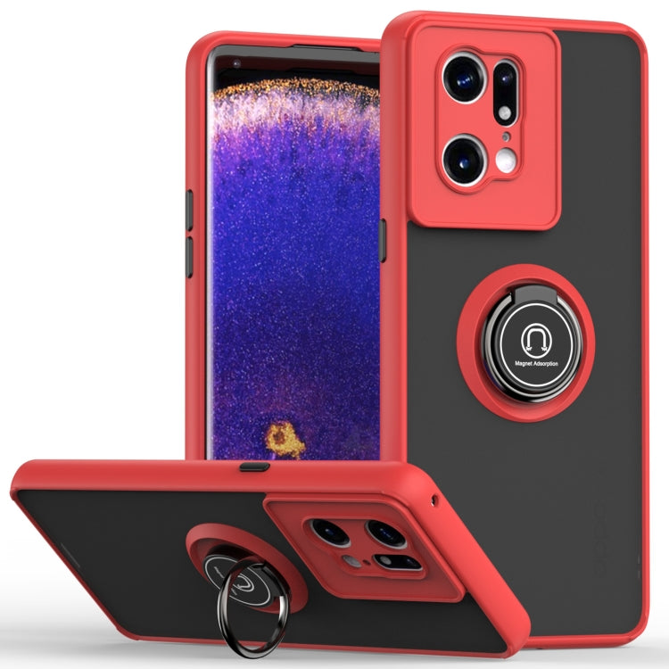For OPPO Find X5 Pro Q Shadow 1 Series TPU + PC Ring Holder Phone Case