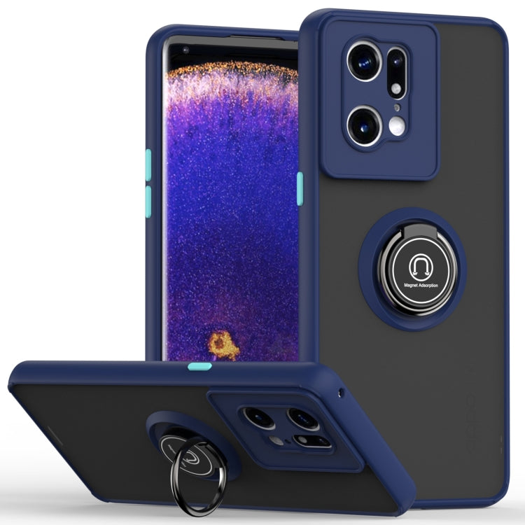 For OPPO Find X5 Pro Q Shadow 1 Series TPU + PC Ring Holder Phone Case