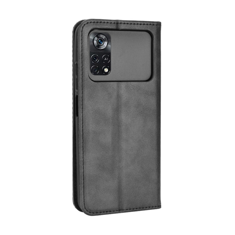 For Xiaomi Poco M4 Pro 4G Fine Hole Magnetic Buckle Retro Texture Leather Phone Case