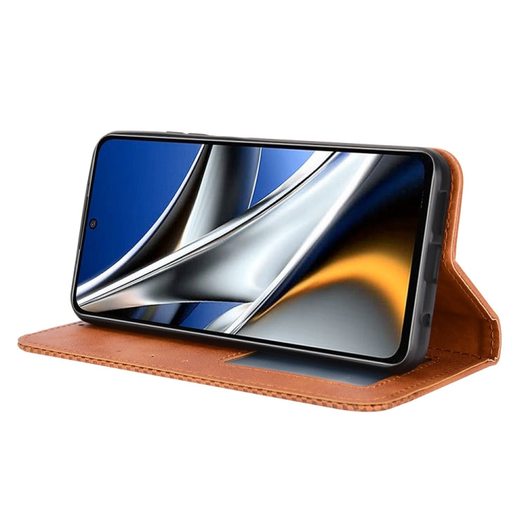 For Xiaomi Poco M4 Pro 4G Fine Hole Magnetic Buckle Retro Texture Leather Phone Case