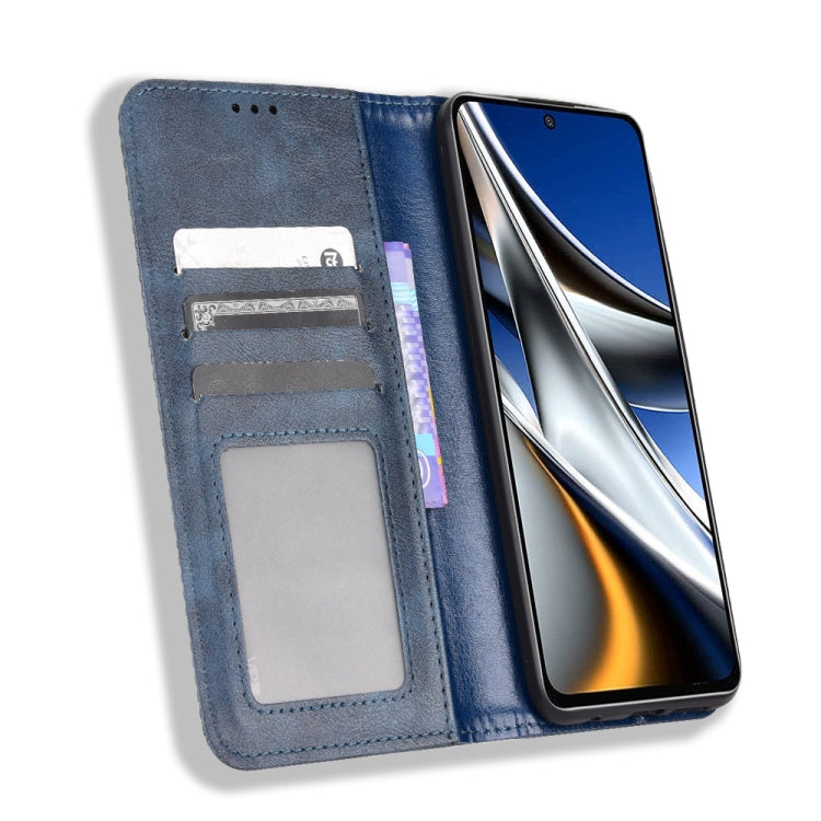 For Xiaomi Poco X4 Pro 5G Fine Hole Magnetic Buckle Retro Texture Leather Phone Case