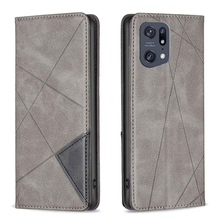For OPPO Find X5 Pro Prismatic Invisible Magnetic Leather Phone Case