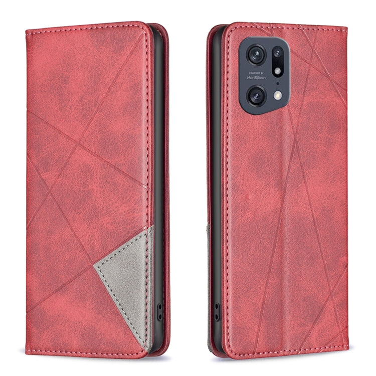 For OPPO Find X5 Pro Prismatic Invisible Magnetic Leather Phone Case
