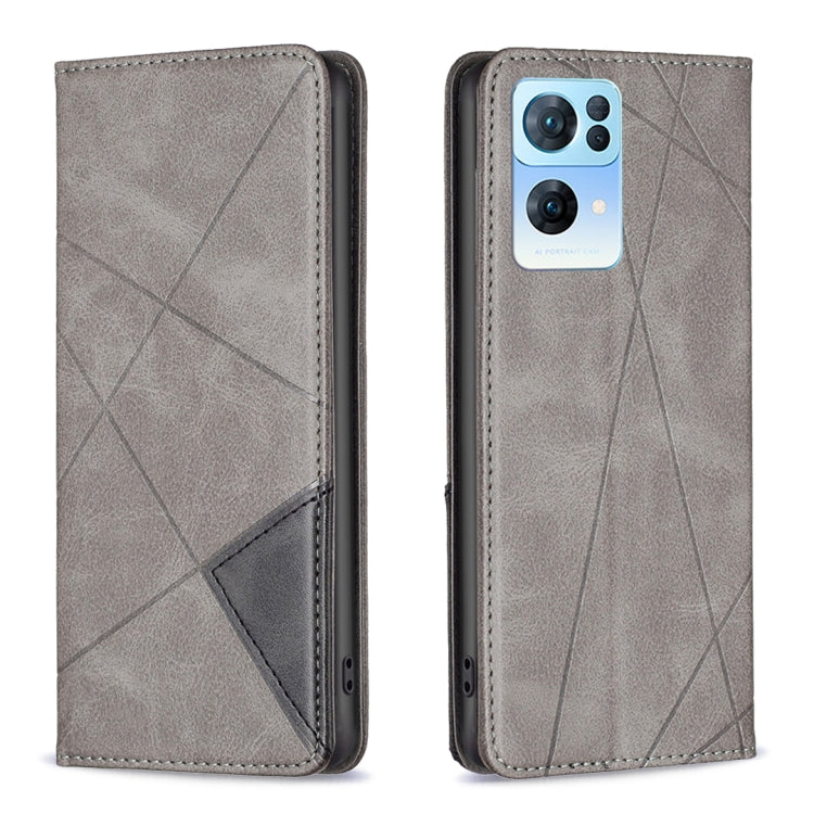 For OPPO Reno7 5G Global Prismatic Invisible Magnetic Leather Phone Case