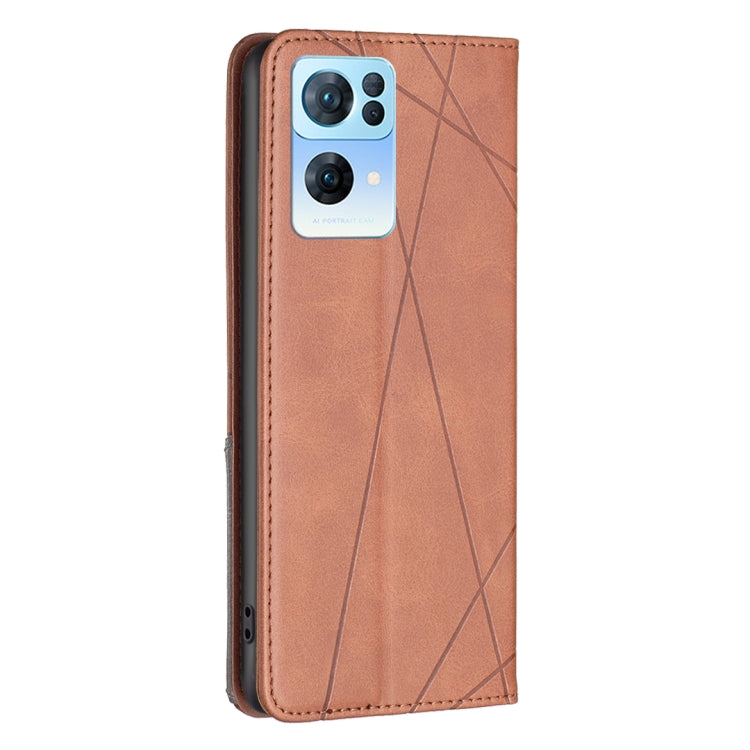For OPPO Reno7 5G Global Prismatic Invisible Magnetic Leather Phone Case