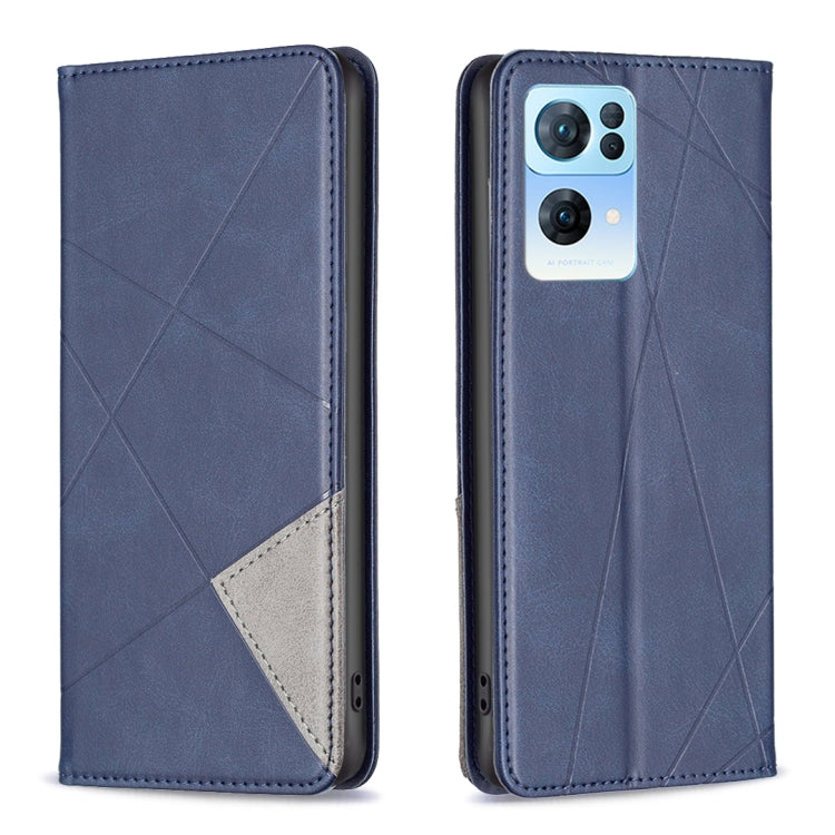 For OPPO Reno7 5G Global Prismatic Invisible Magnetic Leather Phone Case