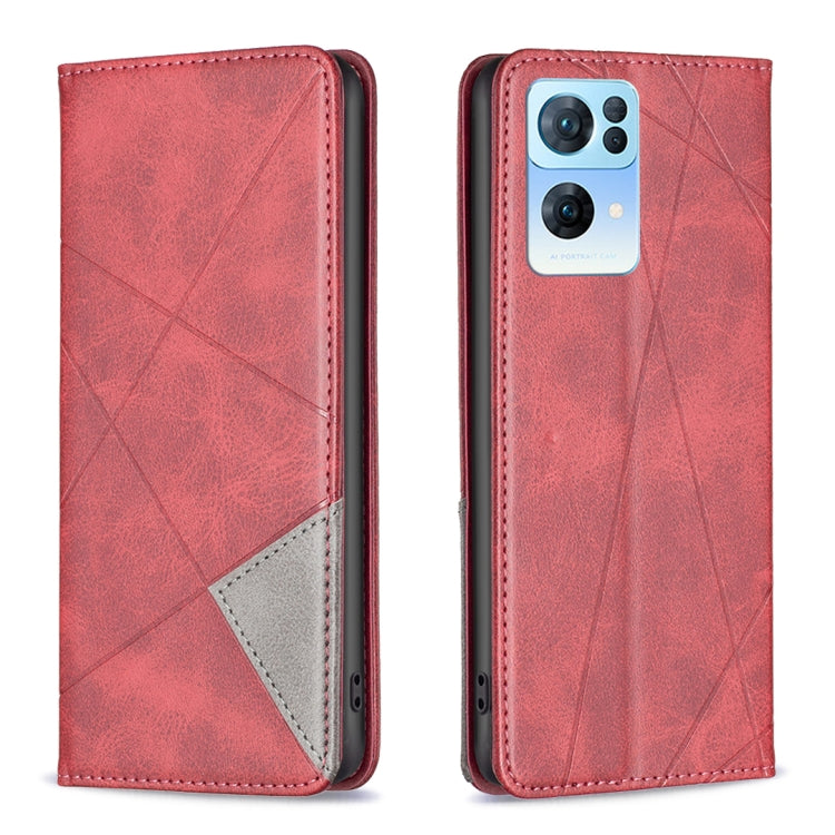 For OPPO Reno7 5G Global Prismatic Invisible Magnetic Leather Phone Case