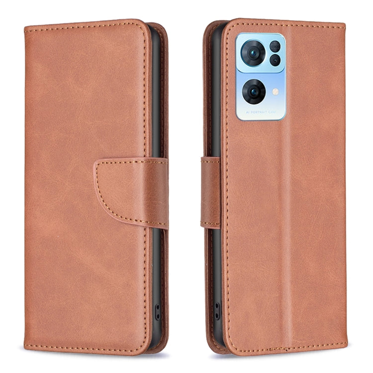 For OPPO Reno7 5G Global Lambskin Texture Leather Phone Case