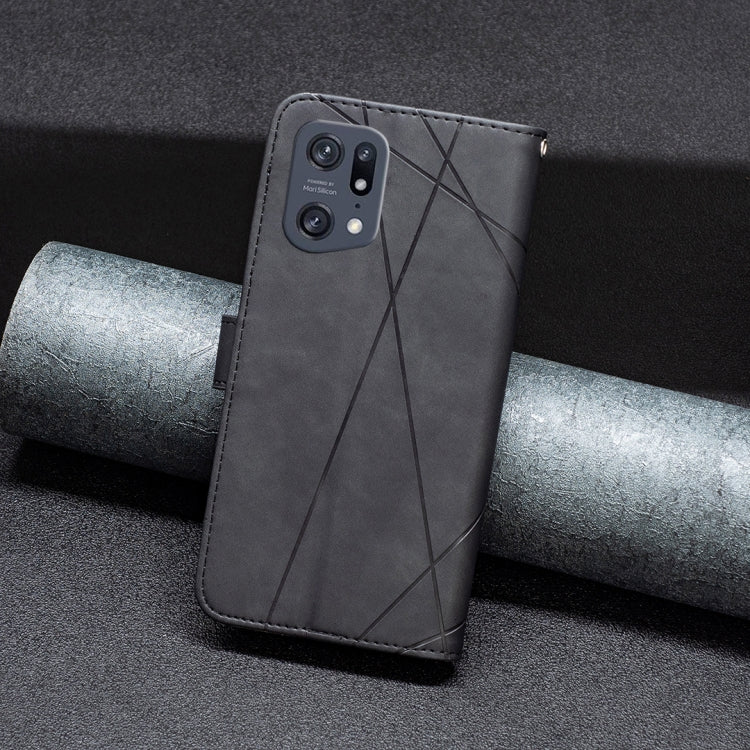 For OPPO Find X5 Pro BF05 Magnetic Buckle Rhombus Texture Leather Phone Case