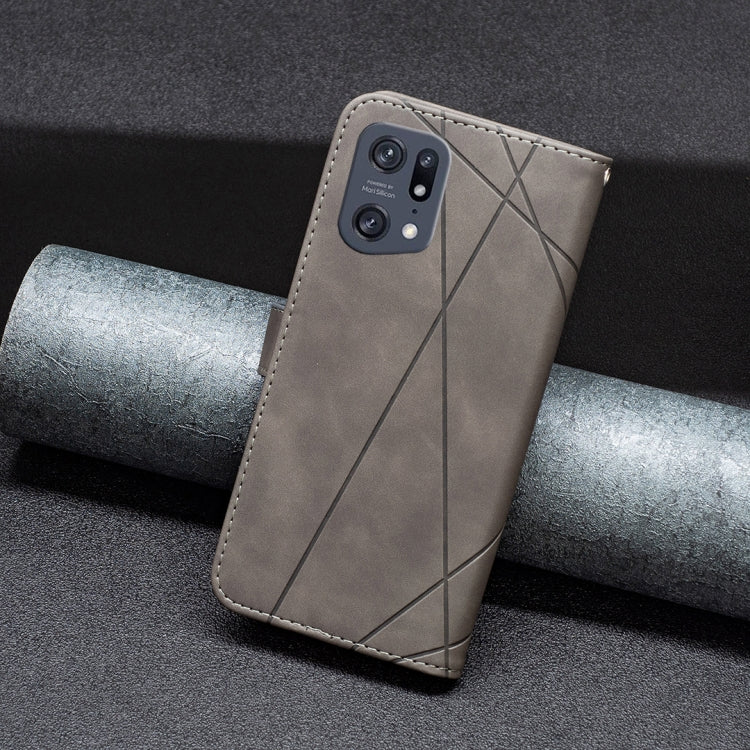 For OPPO Find X5 Pro BF05 Magnetic Buckle Rhombus Texture Leather Phone Case