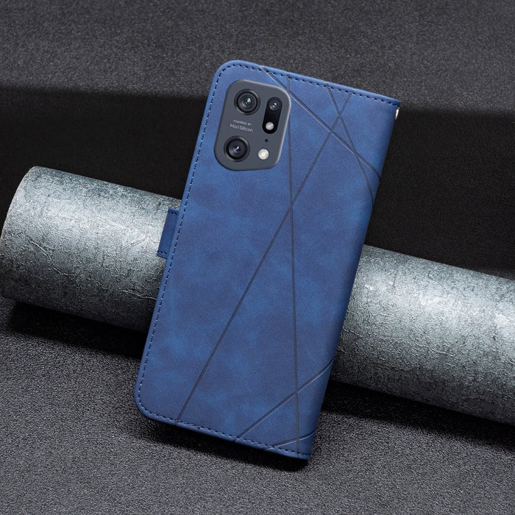 For OPPO Find X5 Pro BF05 Magnetic Buckle Rhombus Texture Leather Phone Case