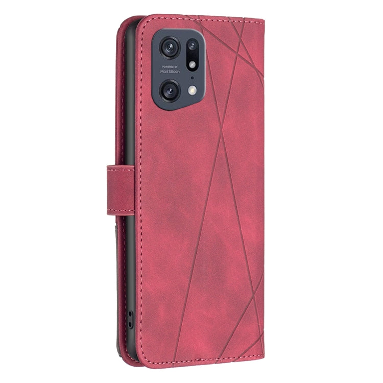 For OPPO Find X5 Pro BF05 Magnetic Buckle Rhombus Texture Leather Phone Case