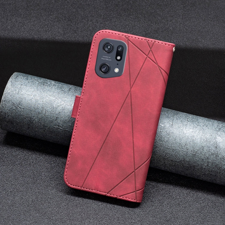 For OPPO Find X5 Pro BF05 Magnetic Buckle Rhombus Texture Leather Phone Case