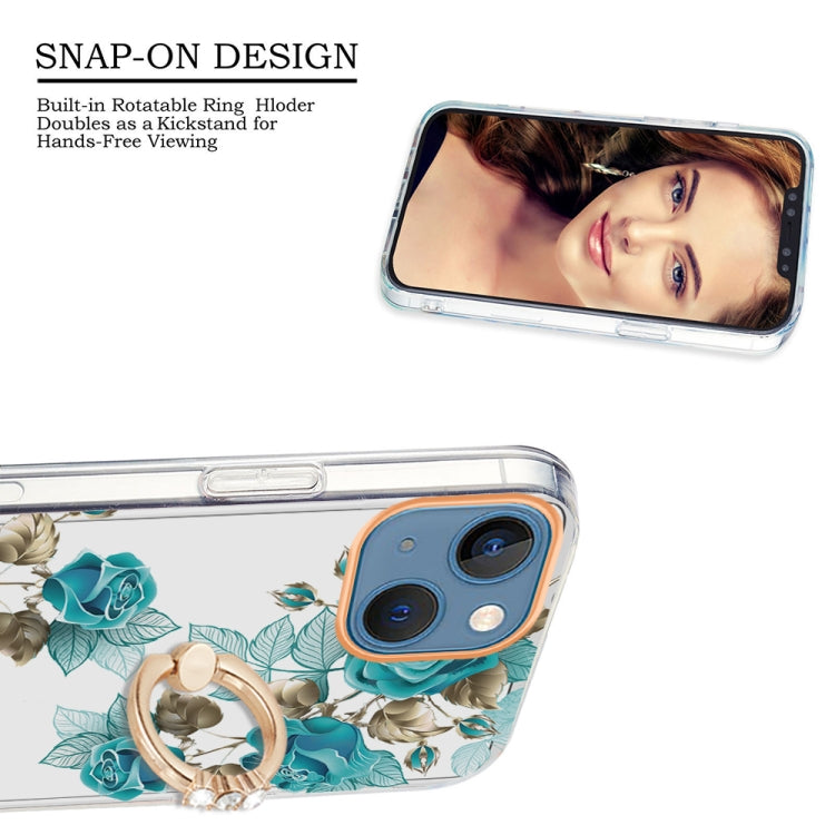 For iPhone 13 mini Ring IMD Flowers TPU Phone Case