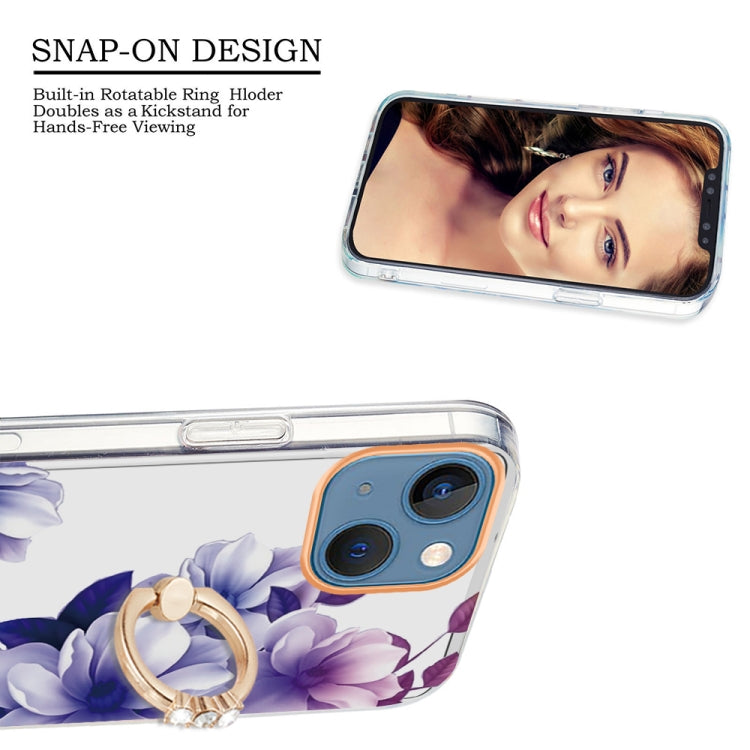 For iPhone 13 mini Ring IMD Flowers TPU Phone Case