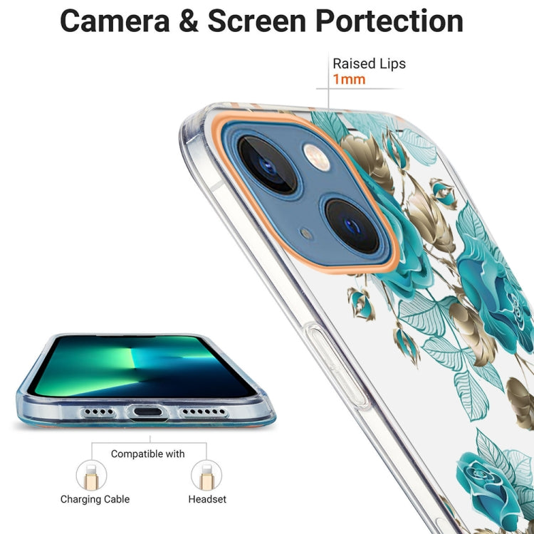 For iPhone 13 Ring IMD Flowers TPU Phone Case