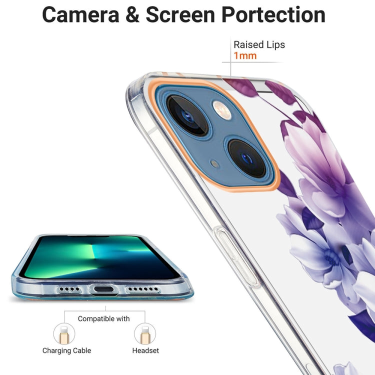 For iPhone 13 Ring IMD Flowers TPU Phone Case