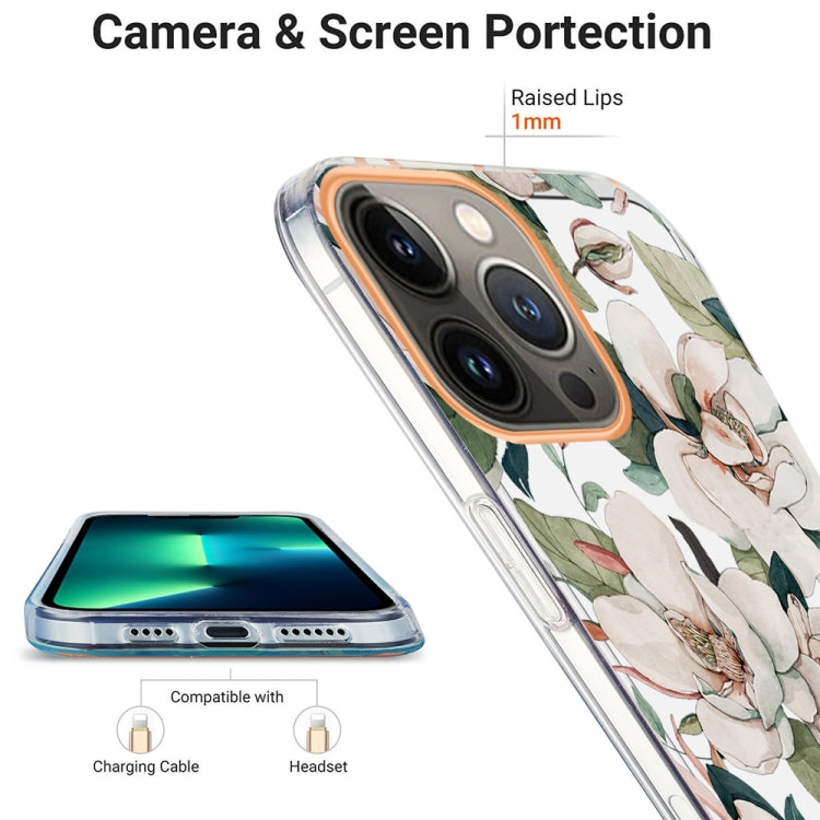 For iPhone 13 Pro Ring IMD Flowers TPU Phone Case