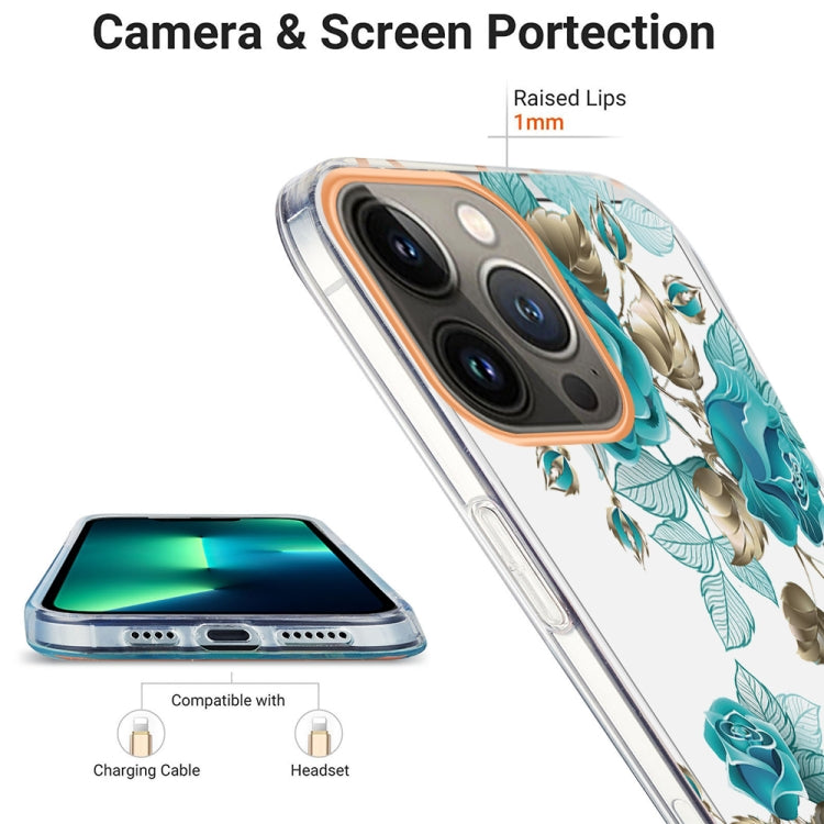 For iPhone 13 Pro Ring IMD Flowers TPU Phone Case