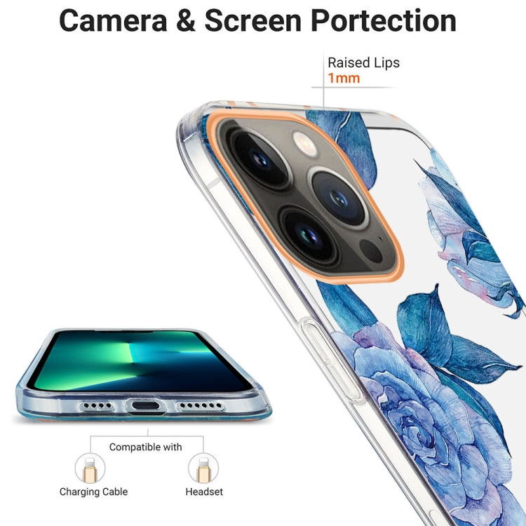 For iPhone 13 Pro Max Ring IMD Flowers TPU Phone Case