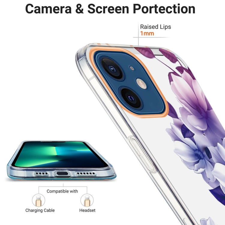 For iPhone 12 / 12 Pro Ring IMD Flowers TPU Phone Case