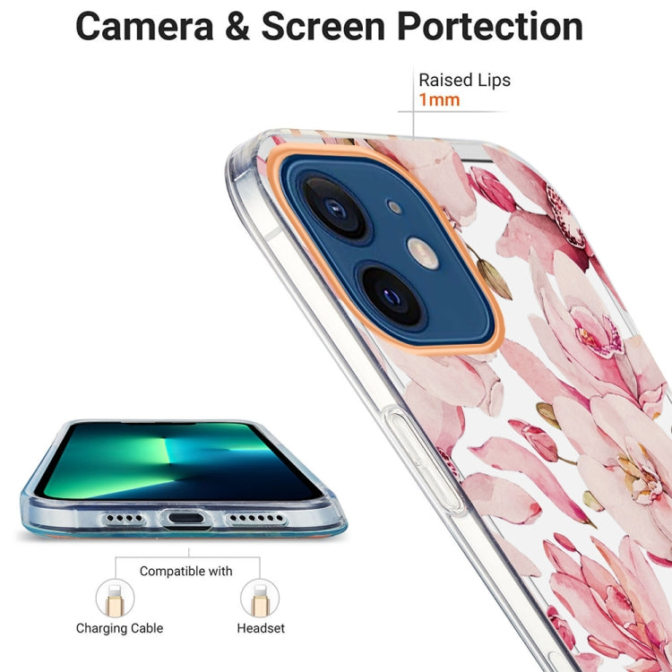 For iPhone 12 / 12 Pro Ring IMD Flowers TPU Phone Case