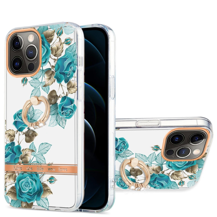 For iPhone 12 Pro Max Ring IMD Flowers TPU Phone Case