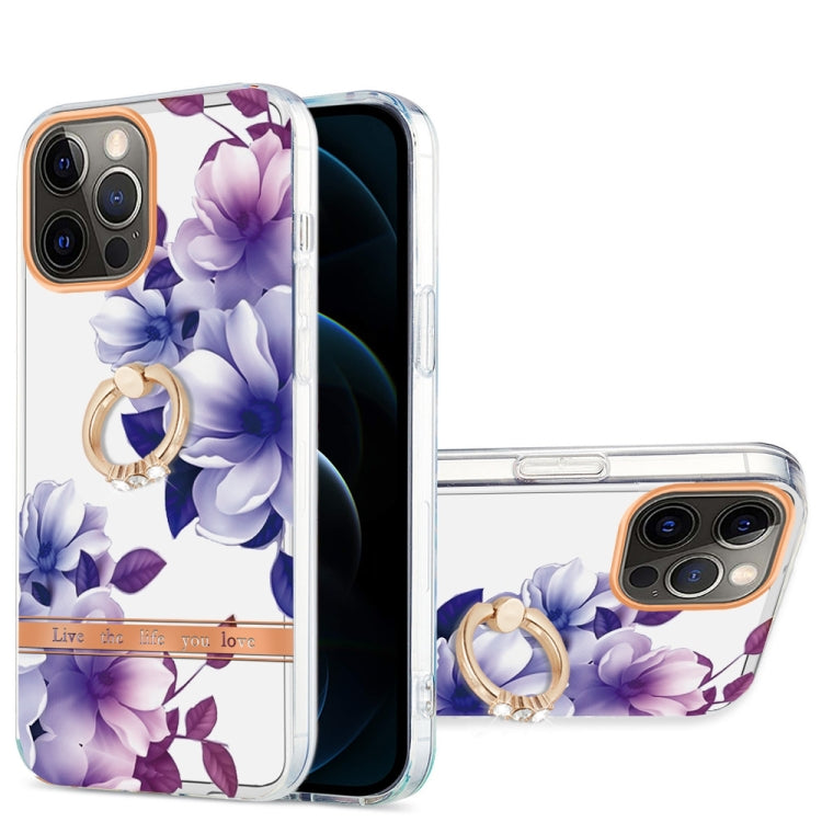 For iPhone 12 Pro Max Ring IMD Flowers TPU Phone Case