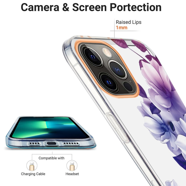 For iPhone 12 Pro Max Ring IMD Flowers TPU Phone Case