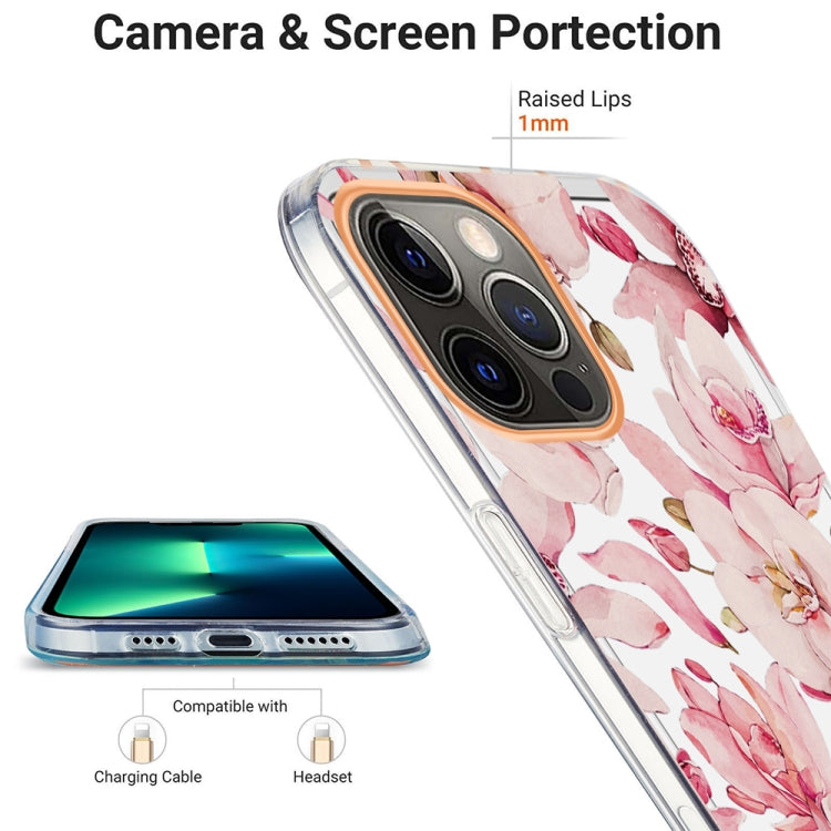 For iPhone 12 Pro Max Ring IMD Flowers TPU Phone Case