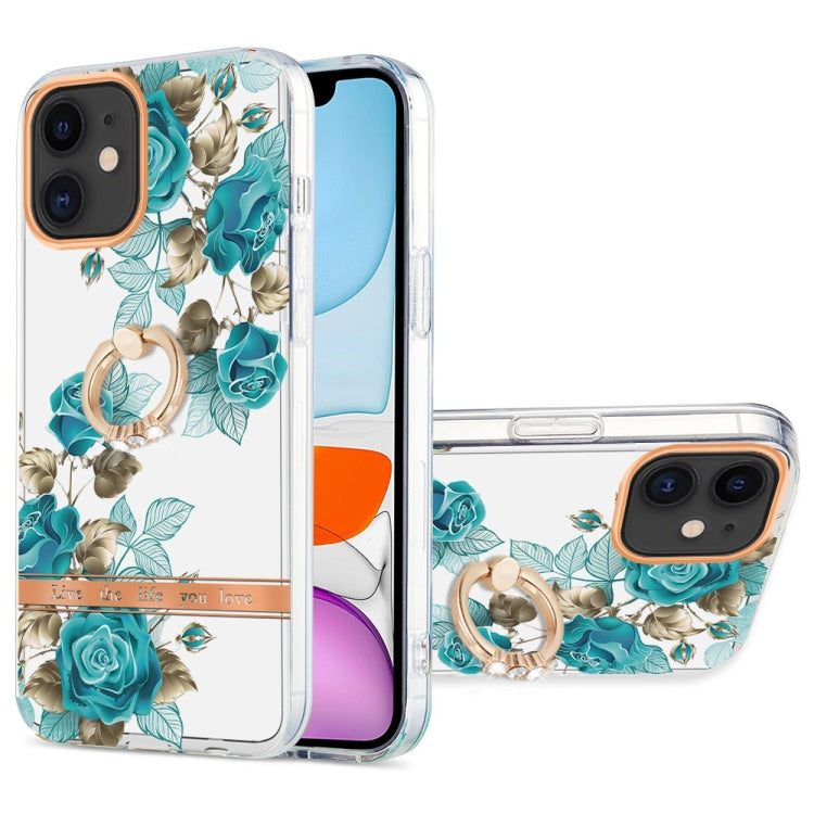 For iPhone 11 Ring IMD Flowers TPU Phone Case