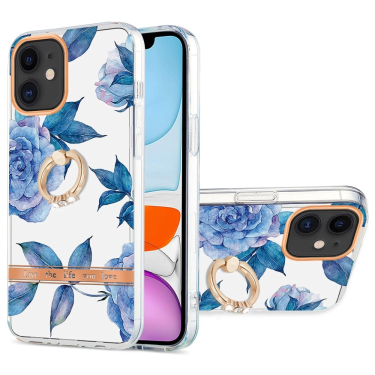 For iPhone 11 Ring IMD Flowers TPU Phone Case