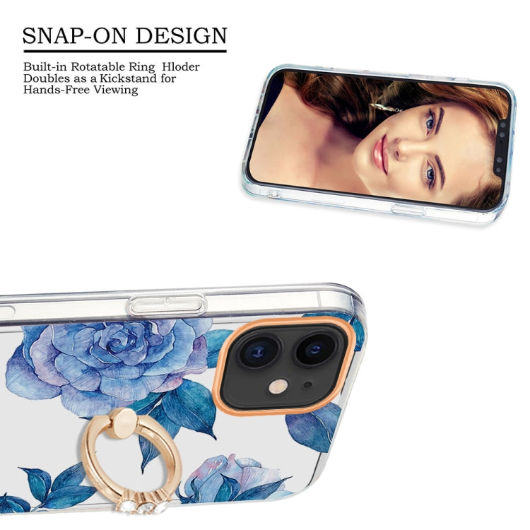 For iPhone 11 Ring IMD Flowers TPU Phone Case