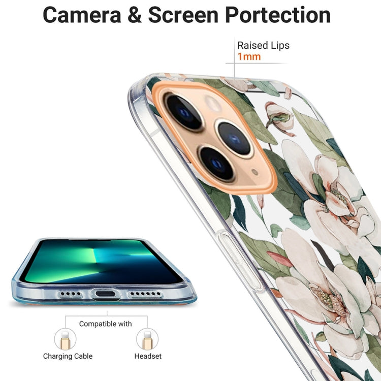 For iPhone 11 Pro Max Ring IMD Flowers TPU Phone Case