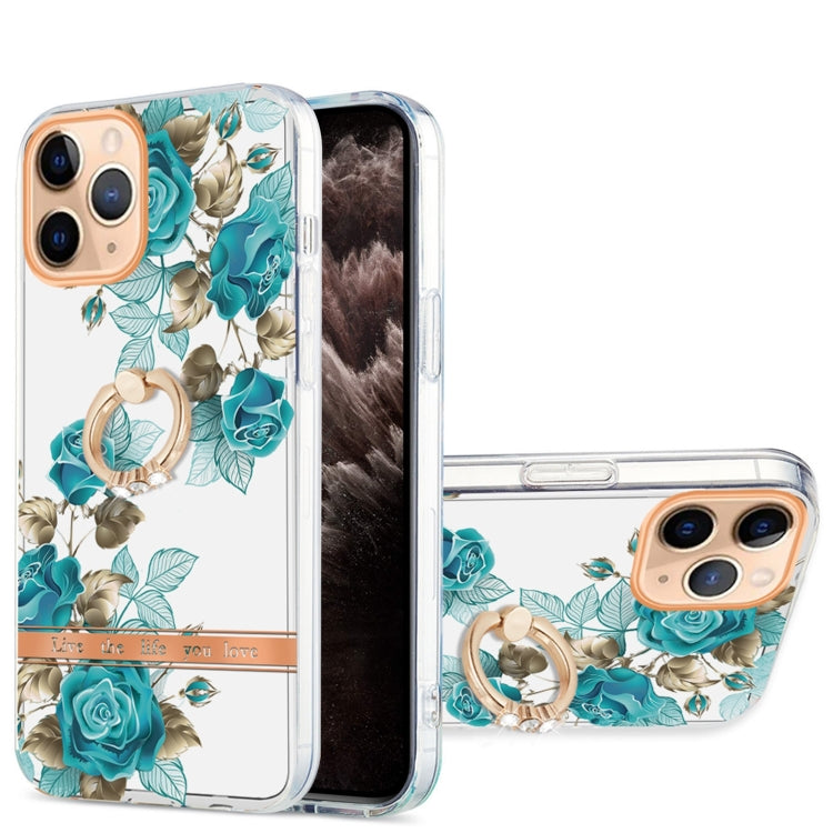 For iPhone 11 Pro Max Ring IMD Flowers TPU Phone Case