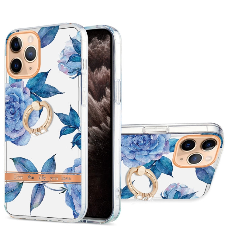 For iPhone 11 Pro Max Ring IMD Flowers TPU Phone Case