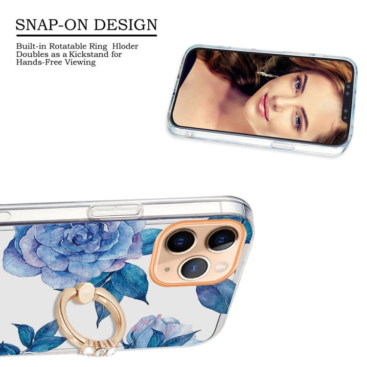 For iPhone 11 Pro Max Ring IMD Flowers TPU Phone Case