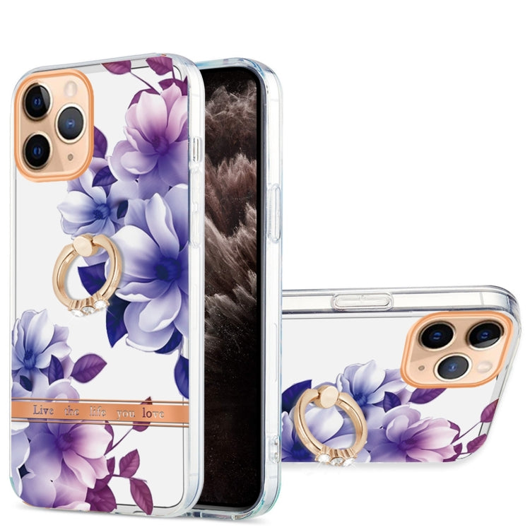 For iPhone 11 Pro Max Ring IMD Flowers TPU Phone Case