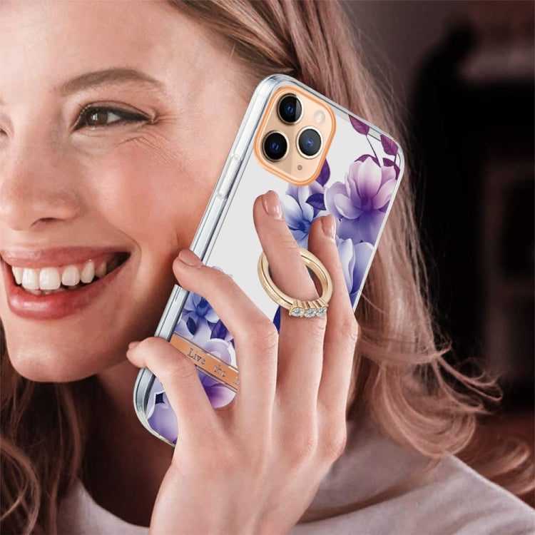 For iPhone 11 Pro Max Ring IMD Flowers TPU Phone Case